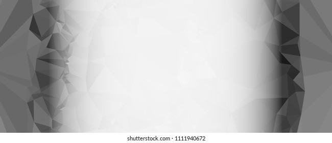 Modern abstract horizontal background with white transparent gradient for text or photos. Geometric low polygonal backdrop for web, covers, presentations layouts, title backgrounds. Vector clip art.