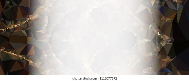 Modern abstract horizontal background with white transparent gradient for text or photos. Geometric low polygonal backdrop for web, covers, presentations layouts, title backgrounds. Vector clip art.