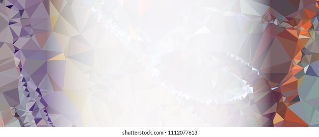 Modern abstract horizontal background with white transparent gradient for text or photos. Geometric low polygonal backdrop for web, covers, presentations layouts, title backgrounds. Vector clip art.