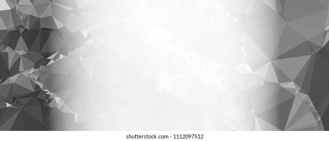 Modern abstract horizontal background with white transparent gradient for text or photos. Geometric low polygonal backdrop for web, covers, presentations layouts, title backgrounds. Vector clip art.