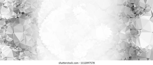 Modern abstract horizontal background with white transparent gradient for text or photos. Geometric low polygonal backdrop for web, covers, presentations layouts, title backgrounds. Vector clip art.