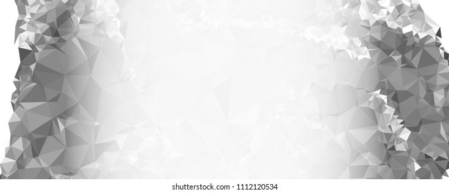 Modern abstract horizontal background with white transparent gradient for text or photos. Geometric low polygonal backdrop for web, covers, presentations layouts, title backgrounds. Vector clip art.