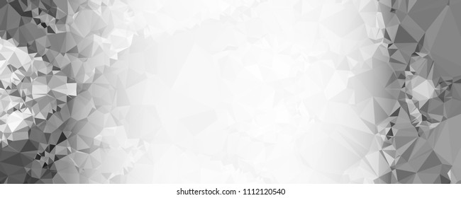 Modern abstract horizontal background with white transparent gradient for text or photos. Geometric low polygonal backdrop for web, covers, presentations layouts, title backgrounds. Vector clip art.