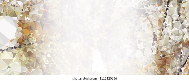 Modern abstract horizontal background with white transparent gradient for text or photos. Geometric low polygonal backdrop for web, covers, presentations layouts, title backgrounds. Vector clip art.