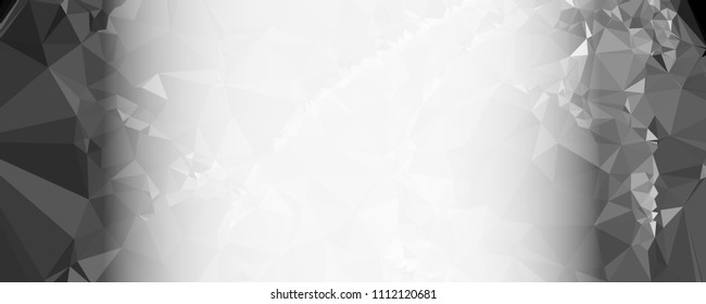 Modern abstract horizontal background with white transparent gradient for text or photos. Geometric low polygonal backdrop for web, covers, presentations layouts, title backgrounds. Vector clip art.