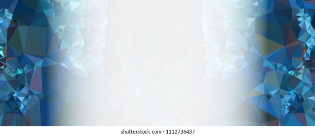 Modern abstract horizontal background with white transparent gradient for text or photos. Geometric low polygonal backdrop for web, covers, presentations layouts, title backgrounds. Vector clip art.