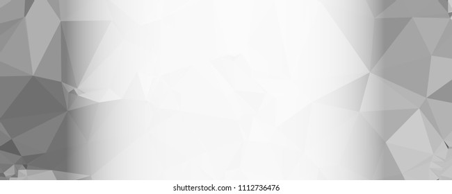 Modern abstract horizontal background with white transparent gradient for text or photos. Geometric low polygonal backdrop for web, covers, presentations layouts, title backgrounds. Vector clip art.