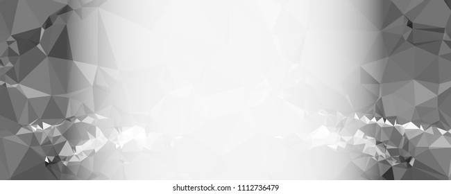 Modern abstract horizontal background with white transparent gradient for text or photos. Geometric low polygonal backdrop for web, covers, presentations layouts, title backgrounds. Vector clip art.