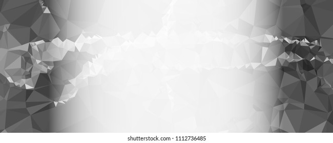 Modern abstract horizontal background with white transparent gradient for text or photos. Geometric low polygonal backdrop for web, covers, presentations layouts, title backgrounds. Vector clip art.