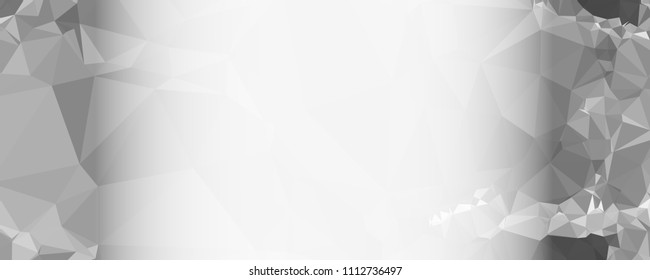 Modern abstract horizontal background with white transparent gradient for text or photos. Geometric low polygonal backdrop for web, covers, presentations layouts, title backgrounds. Vector clip art.