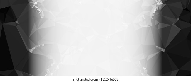 Modern abstract horizontal background with white transparent gradient for text or photos. Geometric low polygonal backdrop for web, covers, presentations layouts, title backgrounds. Vector clip art.
