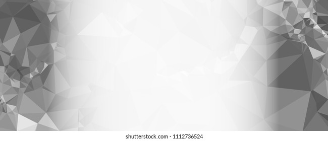 Modern abstract horizontal background with white transparent gradient for text or photos. Geometric low polygonal backdrop for web, covers, presentations layouts, title backgrounds. Vector clip art.