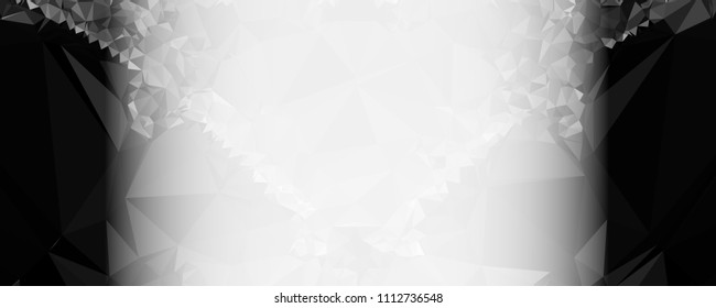 Modern abstract horizontal background with white transparent gradient for text or photos. Geometric low polygonal backdrop for web, covers, presentations layouts, title backgrounds. Vector clip art.