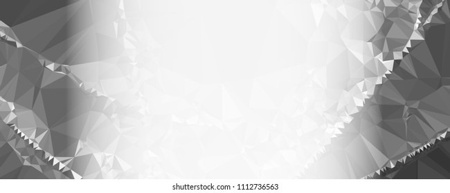 Modern abstract horizontal background with white transparent gradient for text or photos. Geometric low polygonal backdrop for web, covers, presentations layouts, title backgrounds. Vector clip art.