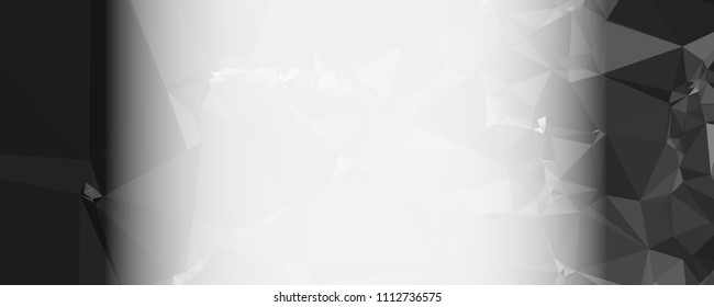 Modern abstract horizontal background with white transparent gradient for text or photos. Geometric low polygonal backdrop for web, covers, presentations layouts, title backgrounds. Vector clip art.