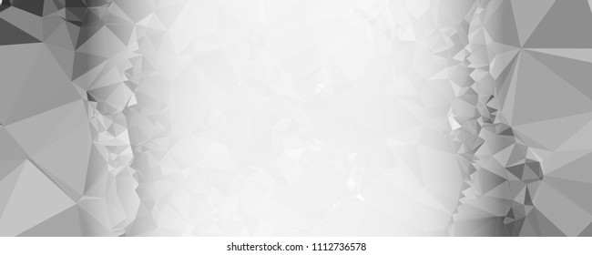 Modern abstract horizontal background with white transparent gradient for text or photos. Geometric low polygonal backdrop for web, covers, presentations layouts, title backgrounds. Vector clip art.