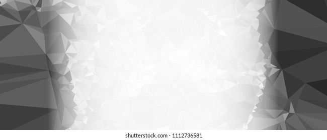 Modern abstract horizontal background with white transparent gradient for text or photos. Geometric low polygonal backdrop for web, covers, presentations layouts, title backgrounds. Vector clip art.