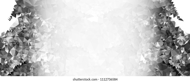 Modern abstract horizontal background with white transparent gradient for text or photos. Geometric low polygonal backdrop for web, covers, presentations layouts, title backgrounds. Vector clip art.