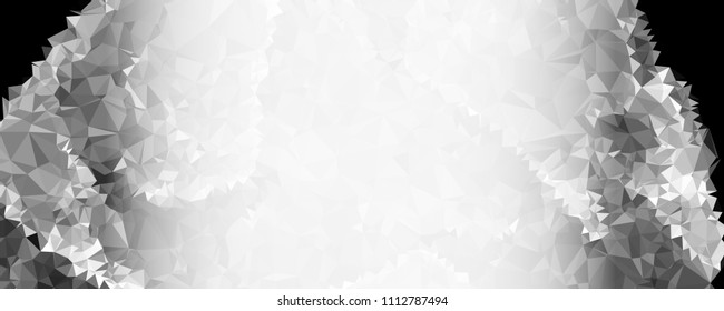 Modern abstract horizontal background with white transparent gradient for text or photos. Geometric low polygonal backdrop for web, covers, presentations layouts, title backgrounds. Vector clip art.
