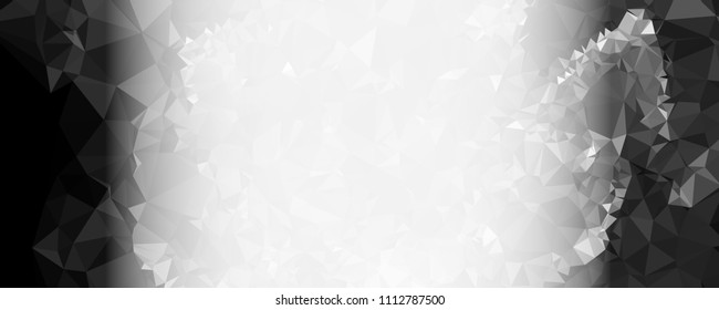 Modern abstract horizontal background with white transparent gradient for text or photos. Geometric low polygonal backdrop for web, covers, presentations layouts, title backgrounds. Vector clip art.