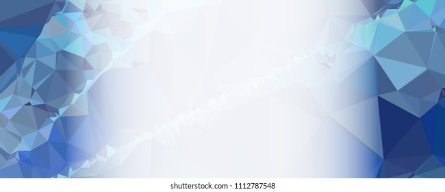 Modern abstract horizontal background with white transparent gradient for text or photos. Geometric low polygonal backdrop for web, covers, presentations layouts, title backgrounds. Vector clip art.