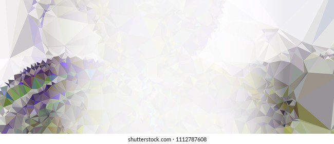 Modern abstract horizontal background with white transparent gradient for text or photos. Geometric low polygonal backdrop for web, covers, presentations layouts, title backgrounds. Vector clip art.