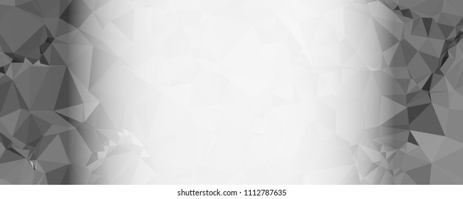Modern abstract horizontal background with white transparent gradient for text or photos. Geometric low polygonal backdrop for web, covers, presentations layouts, title backgrounds. Vector clip art.