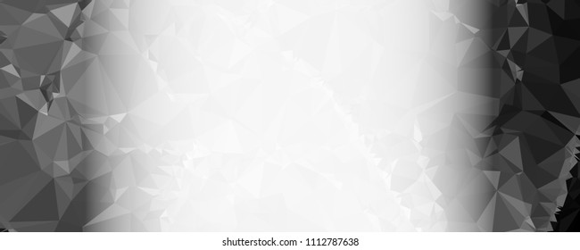 Modern abstract horizontal background with white transparent gradient for text or photos. Geometric low polygonal backdrop for web, covers, presentations layouts, title backgrounds. Vector clip art.