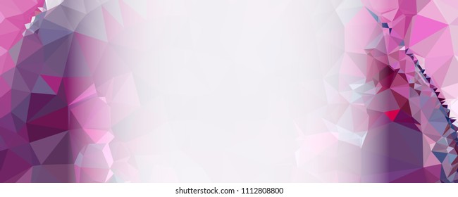 Modern abstract horizontal background with white transparent gradient for text or photos. Geometric low polygonal backdrop for web, covers, presentations layouts, title backgrounds. Vector clip art.
