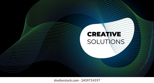 Modern abstract horizontal banner design. Colorful bright color halftone geometric linear wave pattern gradient texture for minimal dynamic sound flyer template. Flowing outline shapes. Eps