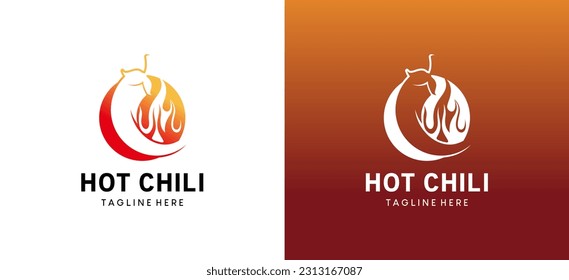 Modern abstract hot hot red chili pepper logo design