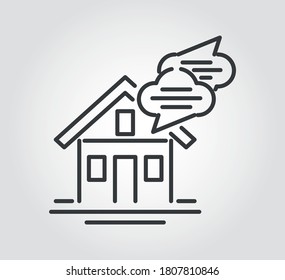 Modern abstract house with speech bubbles social distance concept