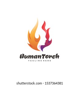 Modern Abstract Human Head and Fire Flame Logo Icon
