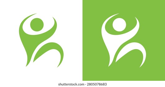 Modern abstract human logo vector for wellness, fitness, healthcare, education, and business branding.