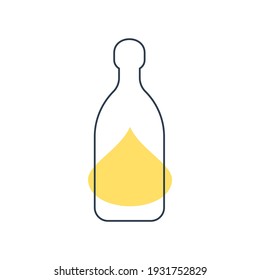 Modern abstract illustration with bottle tequila with yellow blob. Linear outline sign. Logo illustration on white background. Contour symbol for decoration design. Simplicity concept. Vector.
