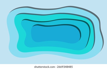 Modern abstract illustration featuring overlapping blue layer shapes creating a 3D paper-cut effect. Perfect for backgrounds, designs, and conceptual imagery.