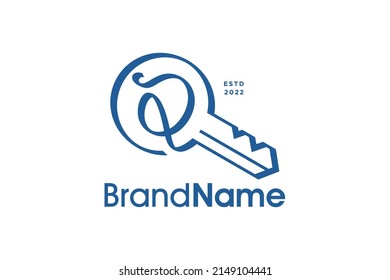 Modern and Abstract Illustration logo design Initial Q shaped like a key.