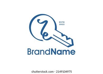Modern and Abstract Illustration logo design Initial I shaped like a key.