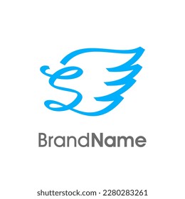 Modern and Abstract Illustration Logo Design Initial S Ribbon Wing. The logo can use for your any company.