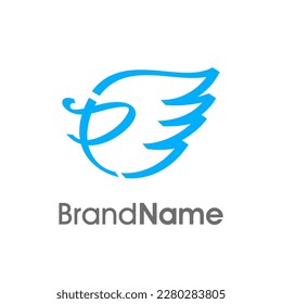 Modern and Abstract Illustration Logo Design Initial P Ribbon Wing. The logo can use for your any company.
