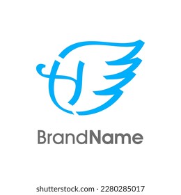 Diseño del logotipo de ilustraciones modernas y abstractas H Ribbon Wing inicial. El logotipo puede utilizarse para cualquier empresa.