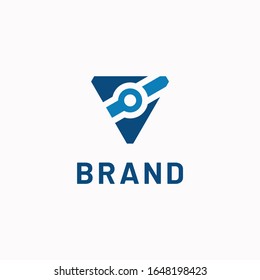 Modern abstract industrial technology triangle with connected shape logo template