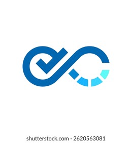 Modern Abstract Infinity Logo with Checkmark and Blue Progress Segments