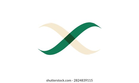 Modern abstract infinity symbol with green and white colors on transparent background, ideal for technology and innovation themes.