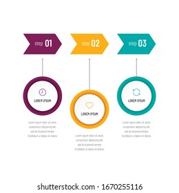 Modern abstract infographic with 3 steps or processes elements and icons. Business concept. Vector illustration