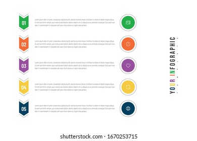 Modern abstract infographic with 5 steps or processes elements and icons. Business concept. Vector illustration