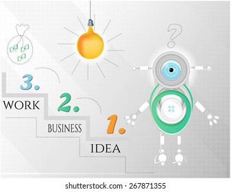 Modern, abstract infographic with robot and light bulb