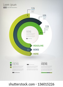 Modern, abstract infographics elements in a circle on light background. Vector illustration/eps10.