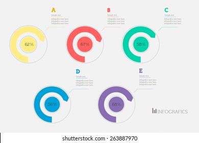 Modern, abstract infographics elements in a circle on light background. Vector illustration