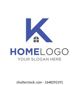Modern abstract initial K and home logo design vector